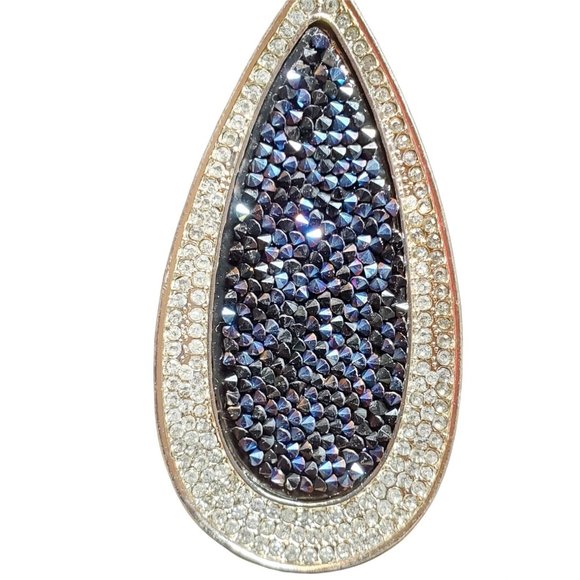 NWT,  Silver and‎ Dark Blue Tear Drop Necklace - Picture 1 of 6